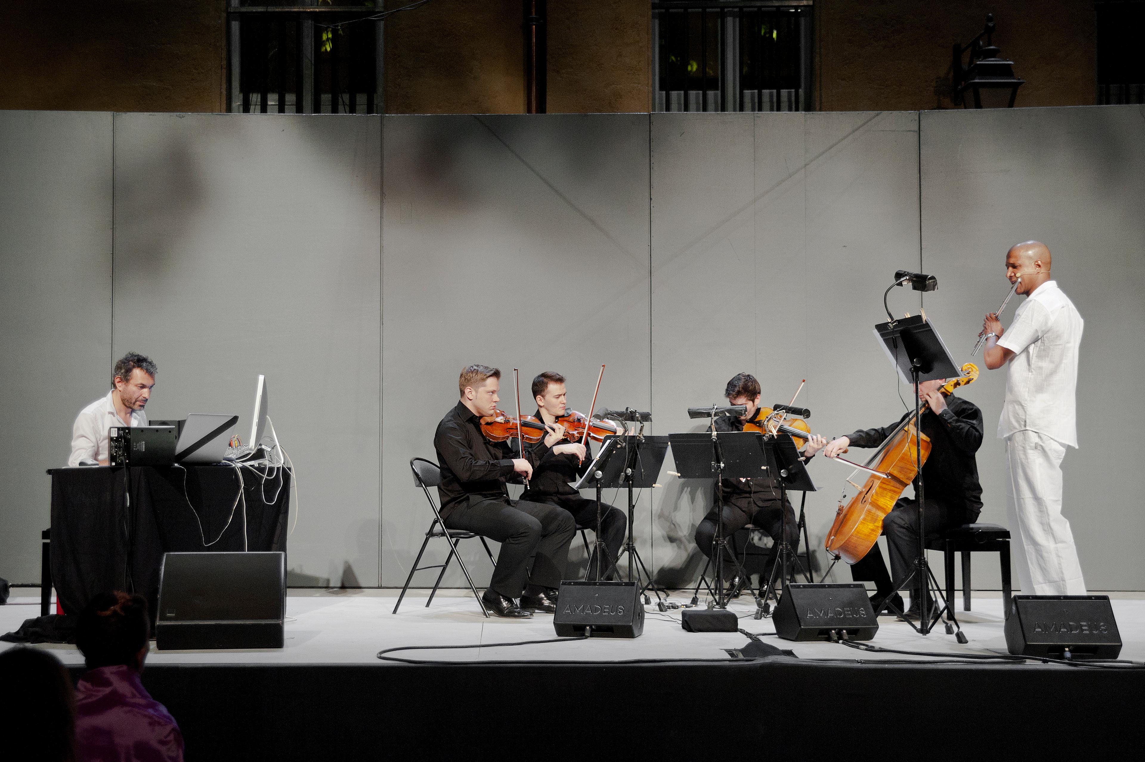 Concert de Magic Malik avec le Quatuor Giococo (Lauréat HSBC 2012) en 2012